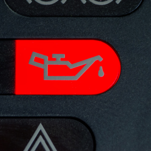 oil light on on car dashboard